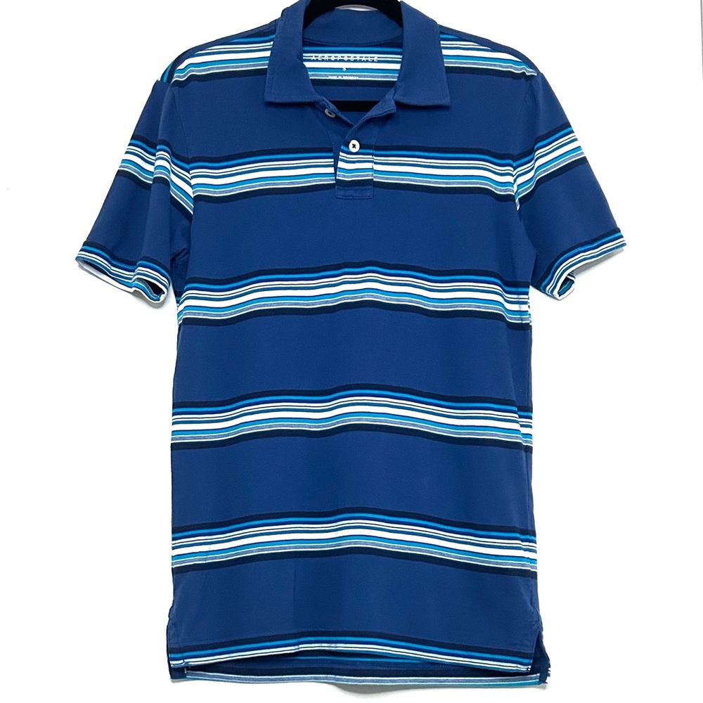 Men’s Blue Stripe Aeropostale Collared Polo Shirt, size S